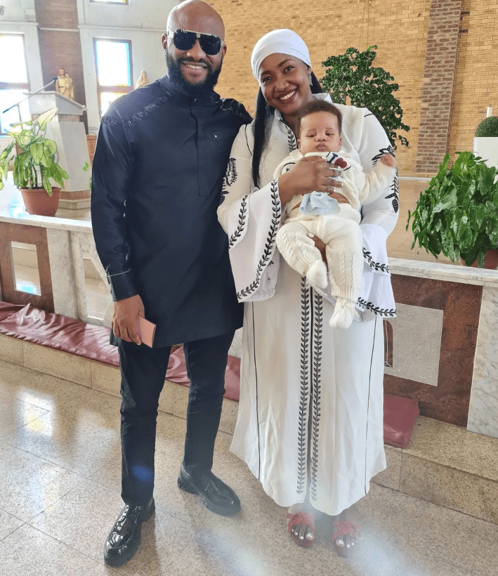 Yul Edochie and Judy Austin take their second child for baptism, share adorable photo